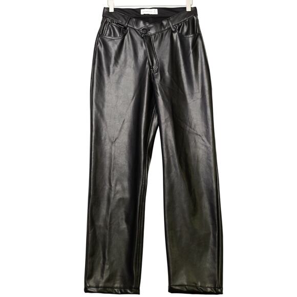 ABERCROMBIE & FITCH Crossover Waist Vegan Faux Leather Jeans Pants Black Sz 27/4 - Picture 6 of 15